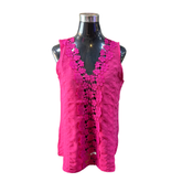 Blusa Sin Mangas Cuello V Aplicación Broderie